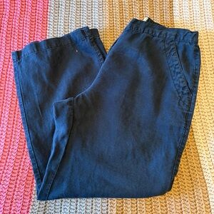 L.L. Bean Black Classic Fit Women’s 100% Linen Straight Leg Ankle Pants
